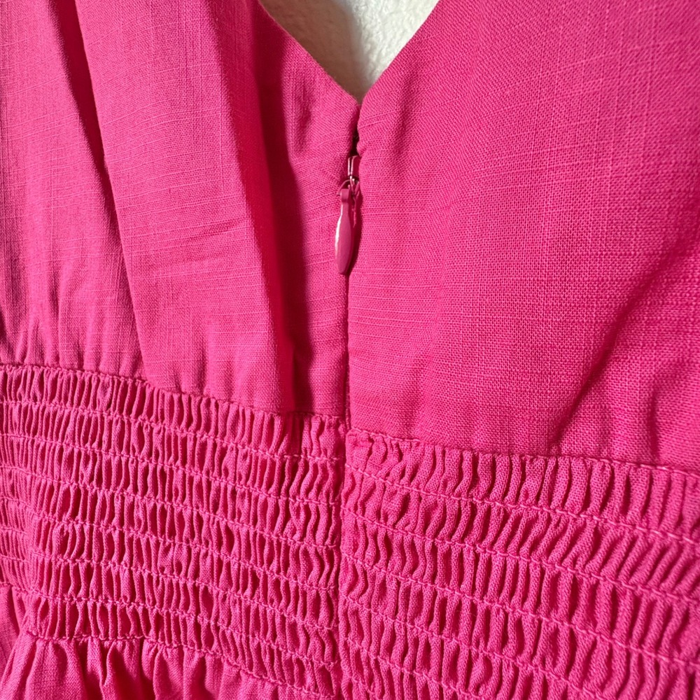 $395 NWT SACHIN & BABI Bri Tie Dye Pink & Orange Midi Dress Puff‎ Sleeves SIZE 8 - Picture 6 of 8